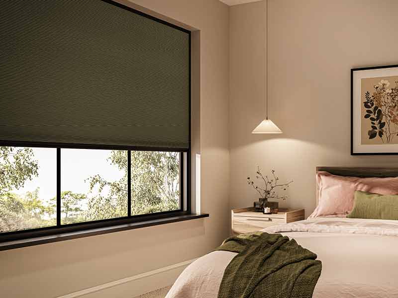 Blackout blinds in a bedroom